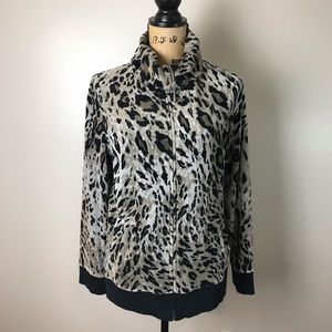 Jones New York Sport Jacket Velour Animal Print